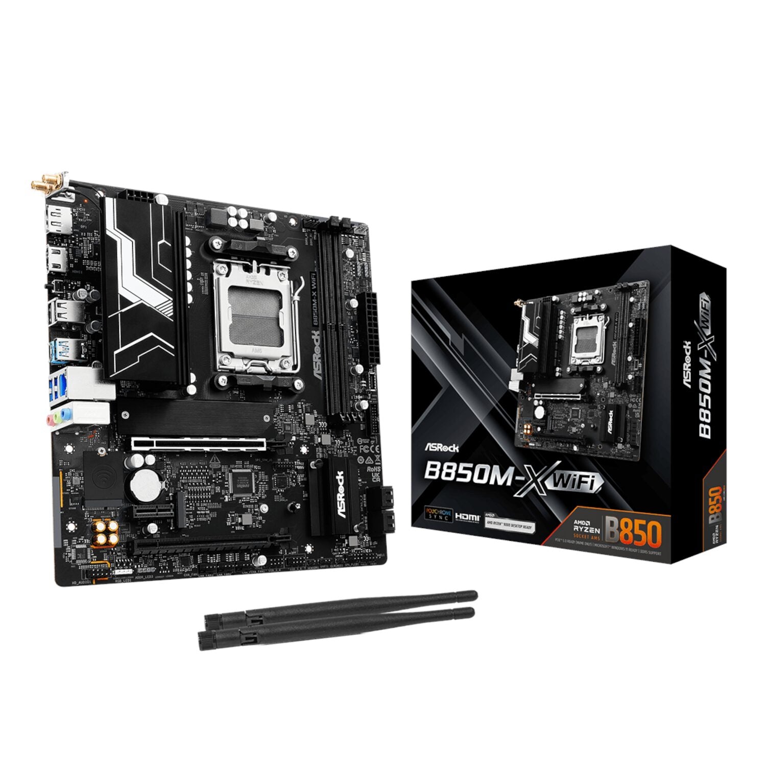 ASRock B850M-X WiFi AM5 Micro ATX Motherboard (DDR5, PCIe 5.0, Wi-Fi 6E)-0