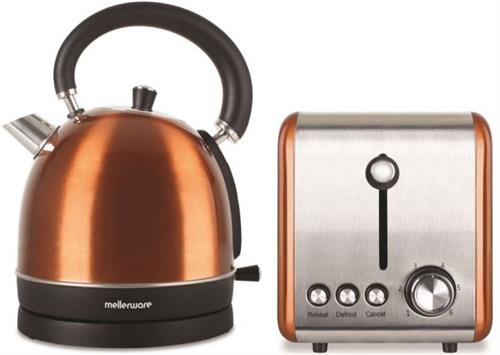 Mellerware Stainless Steel Copper 2 Slice Toaster and 1.8L-0