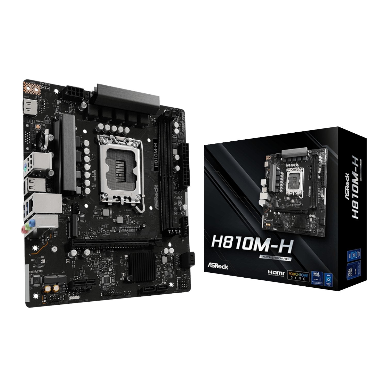 ASRock H810M-H Intel LGA1851 Micro ATX Motherboard - Black-0