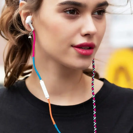 Thread Wrapped Earbuds Tangle-Free Design with Mic, Volume Control
