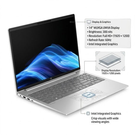 HP ProBook 4 G1IR Laptop Intel Core 5 120U 16GB RAM 512GB SSD 14" WUXGA