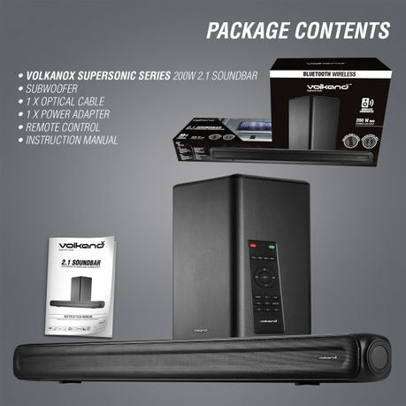Volkano X Supersonic Series 2.1 200W Soundbar System with Subwoofer - Black