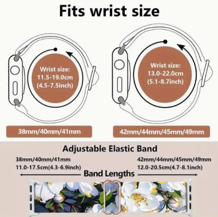 Vibrant Floral Pattern Stretchy Nylon Apple Watch Bracelet 38mm to 41mm