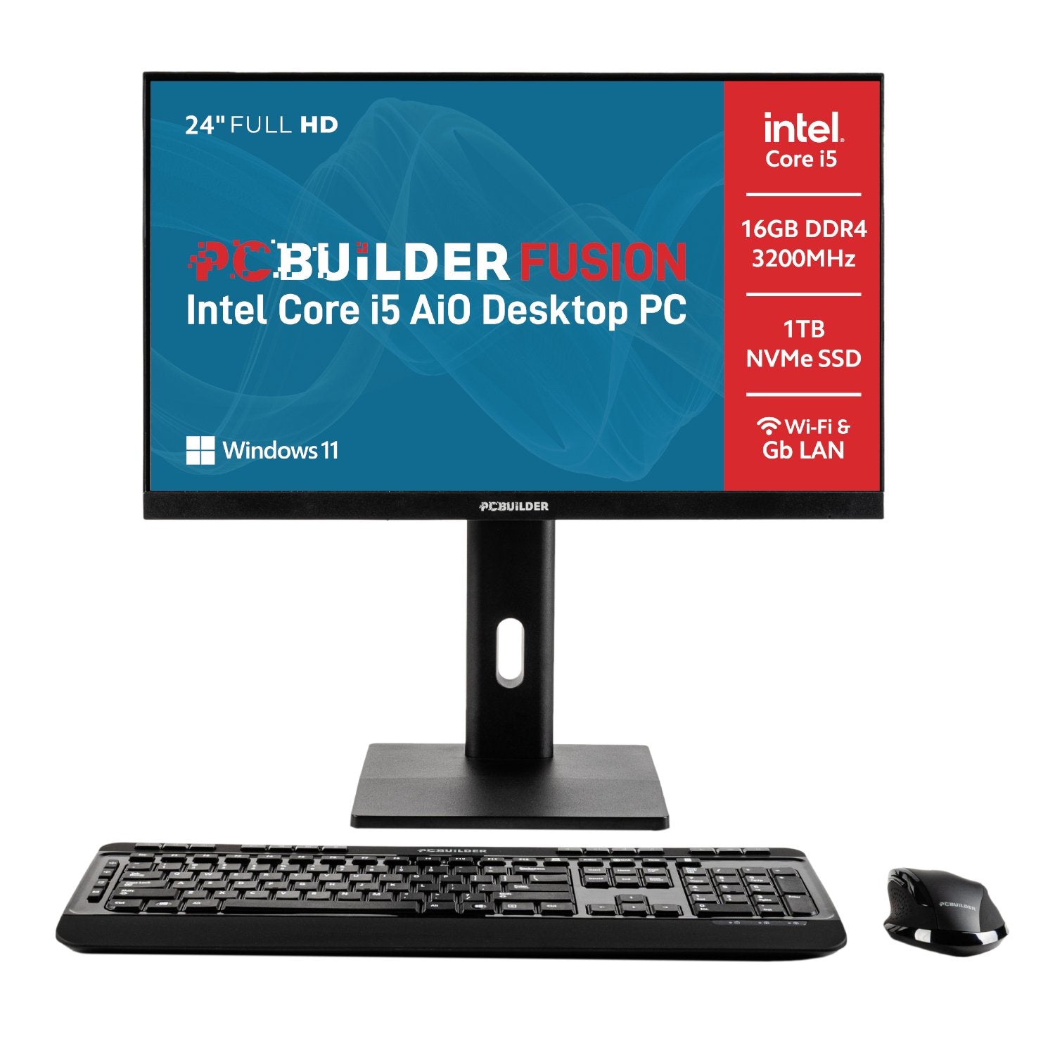 PCBuilder FUSION 24″ Intel Core i5-14400 Windows 11 Pro AiO Desktop PC-0
