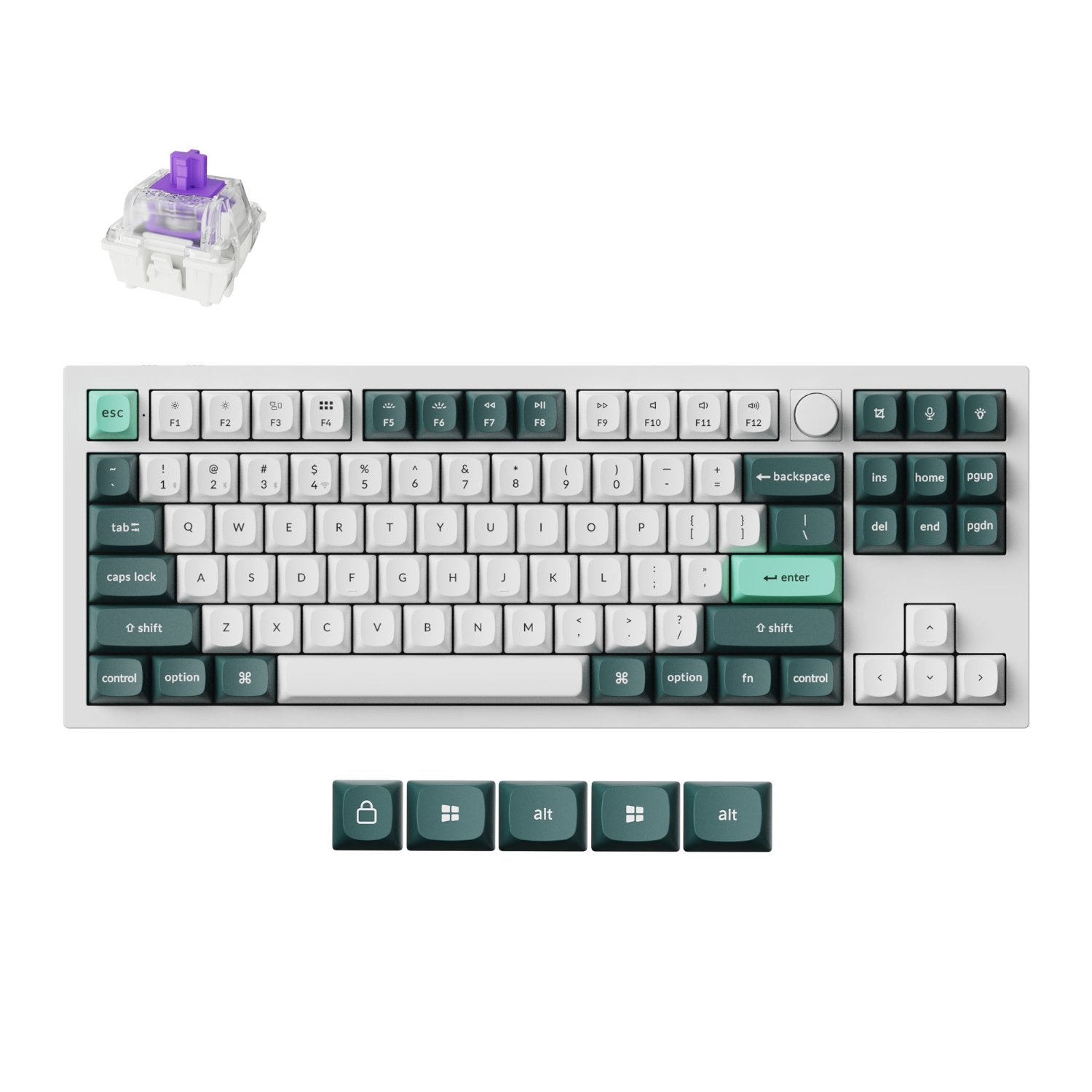 Keychron Q3 HE QMK 80% Wireless Custom Mechanical Keyboard (Nebula Switch) - Shell White-0