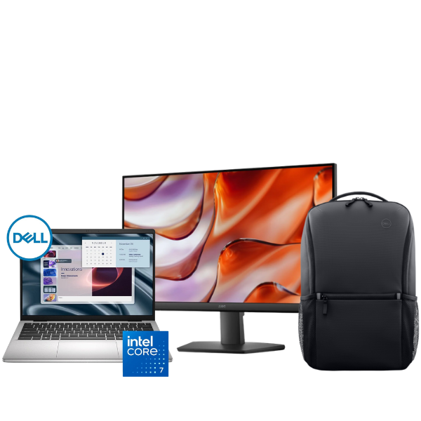 Dell Pro 14 Essential - Intel Core 7 150U 512GB SSD 16GB RAM Win 11 Home and Dell EcoLoop Essential CP3724 16-inch Notebook Backpack and Dell SE2425HM 23.8-inch 1920 x 1080p FHD LED IPS Monitor
