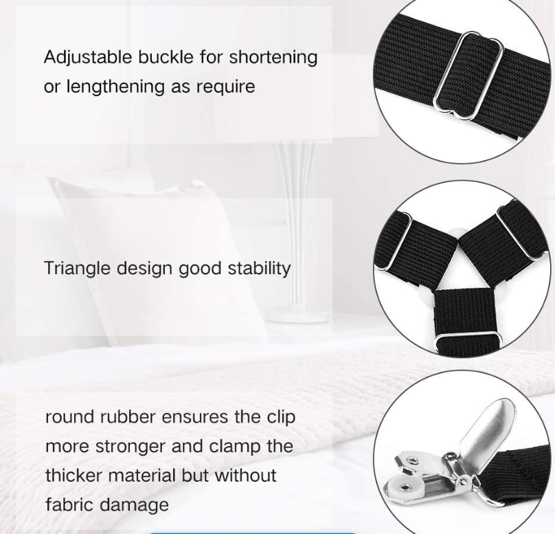 Triangle Elastic Bed Sheet Clips 4 Pcs