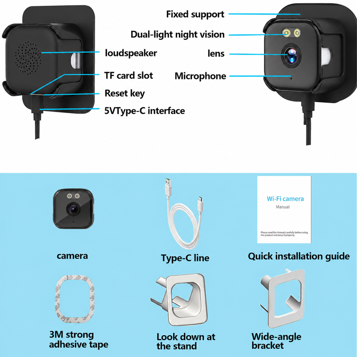 WiFi Duel Band Mini Security Camera with Night Vision & Motion Detection