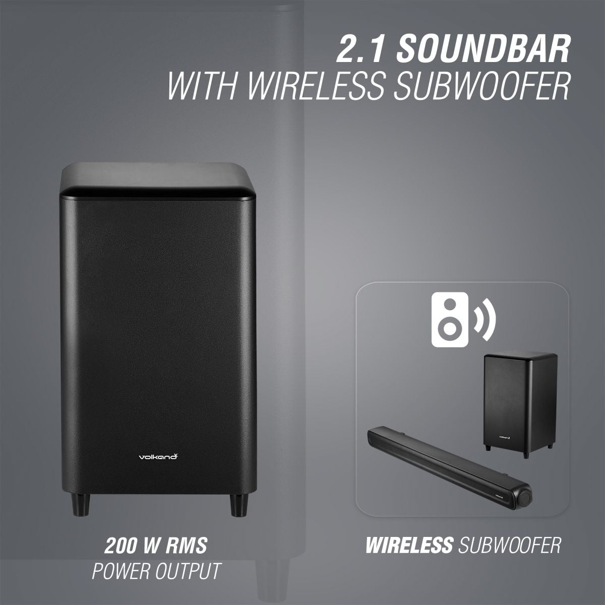 Volkano X Supersonic Series 2.1 200W Soundbar System with Subwoofer - Black