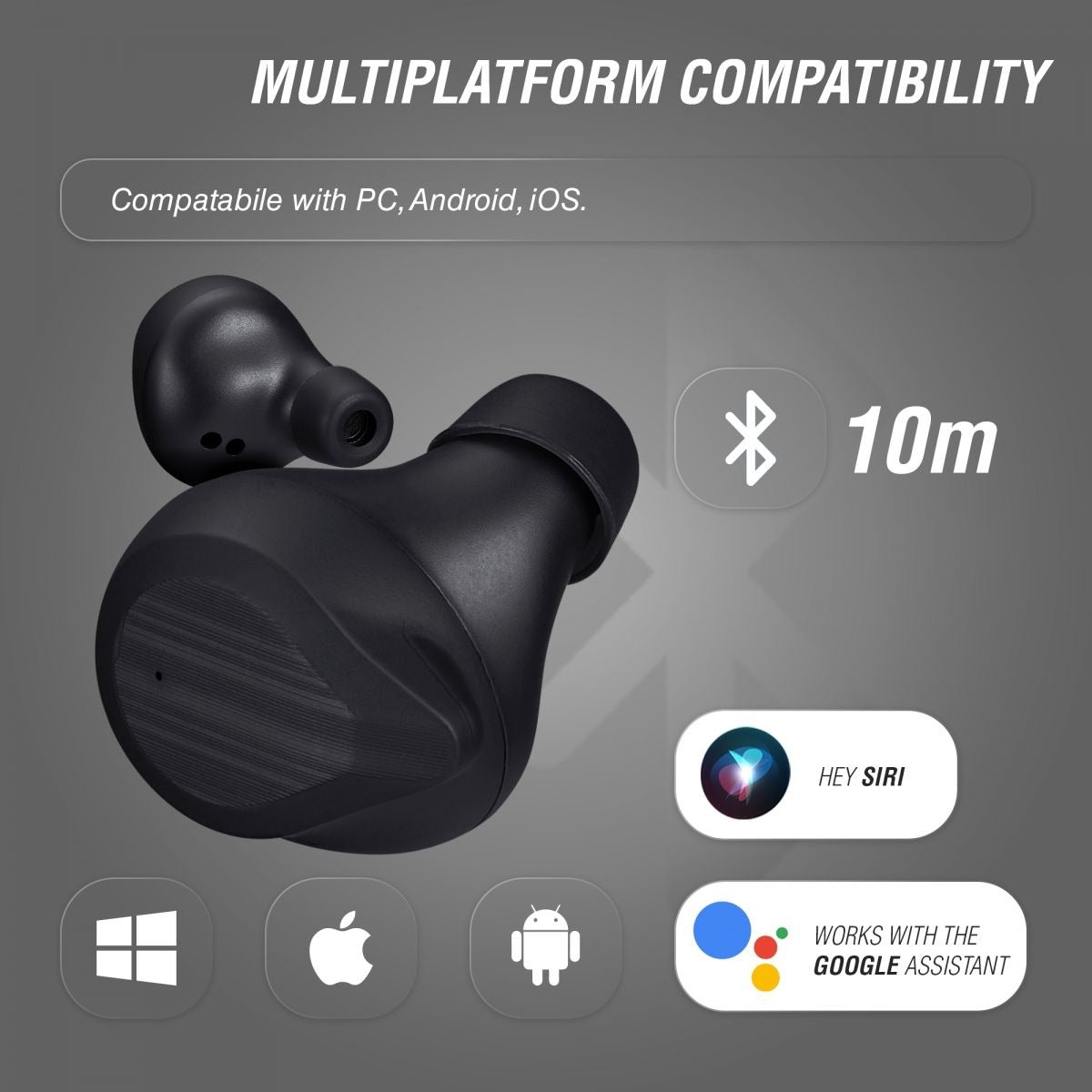 Volkano True Wireless Earphones - Scorpio Series - Black