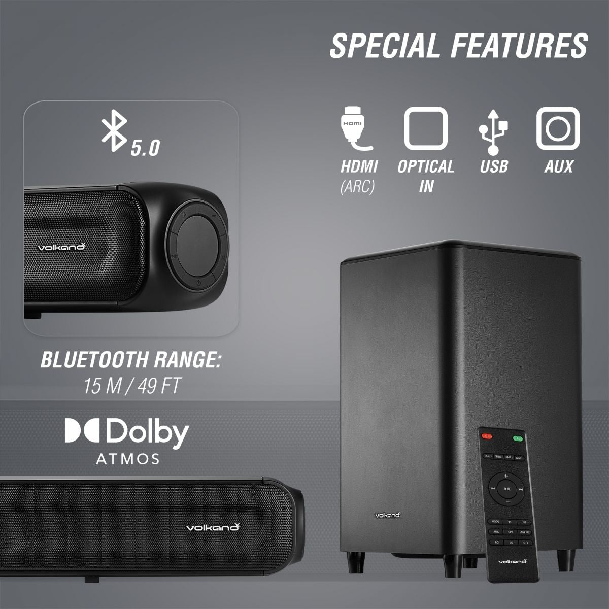 Volkano X Supersonic Series 2.1 200W Soundbar System with Subwoofer - Black