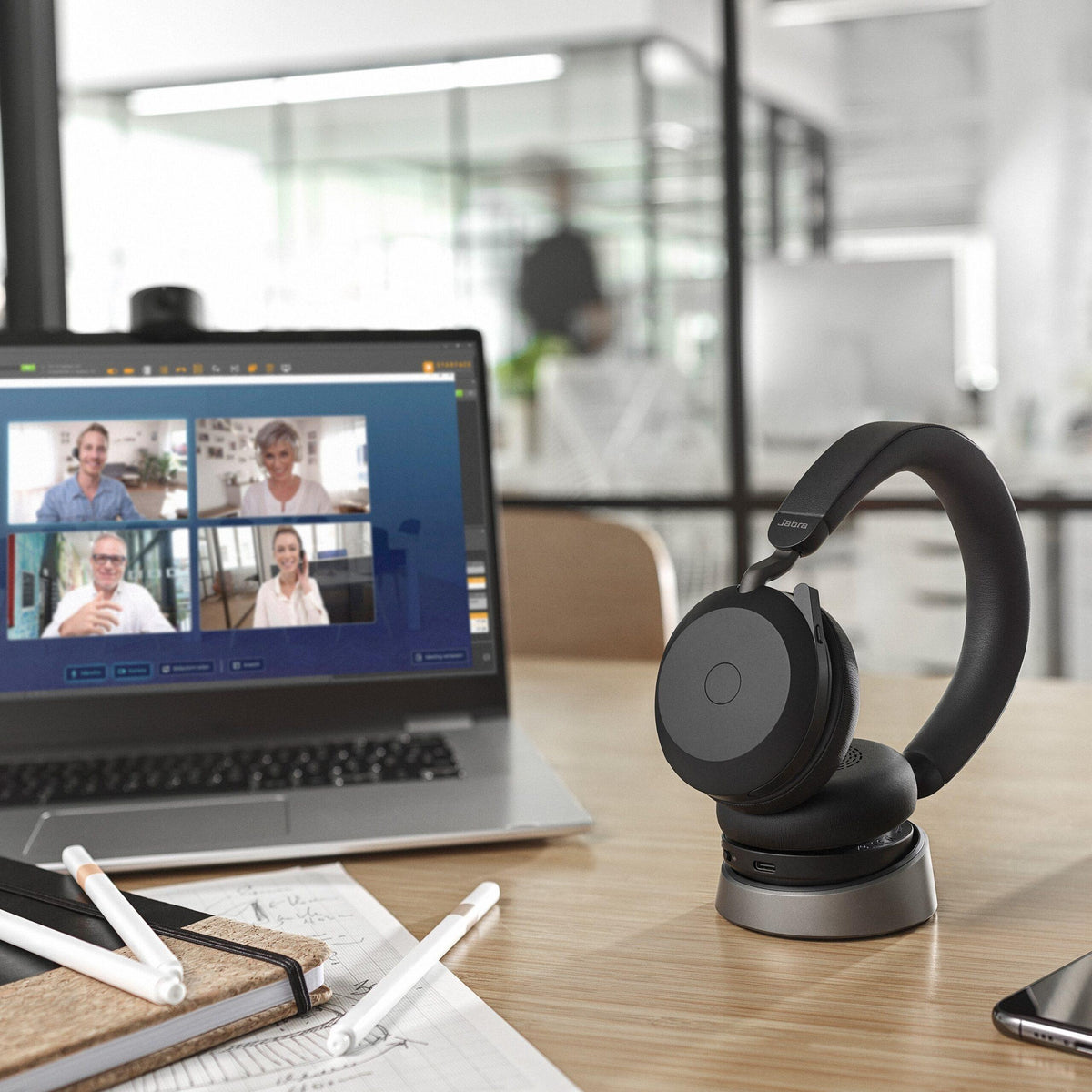 Jabra Evolve2 75 Link 380C Wireless Noise-Cancelling Headset Black