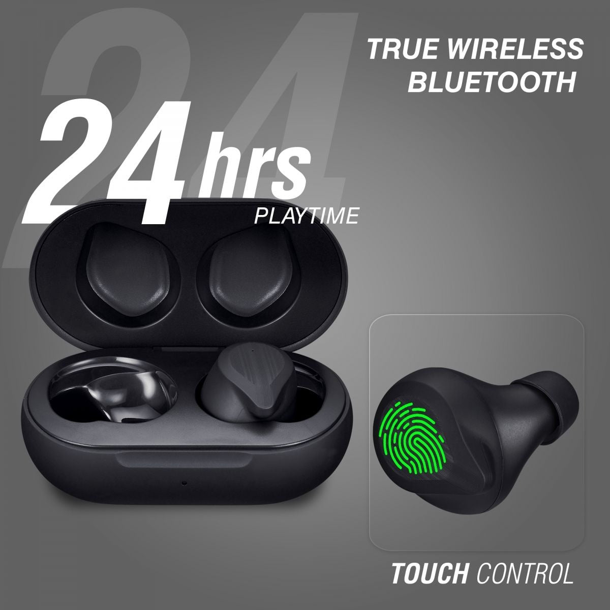 Volkano True Wireless Earphones - Scorpio Series - Black