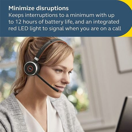 Jabra Evolve 65 SE Stereo Bluetooth Headset With Noise-Cancelling Mic