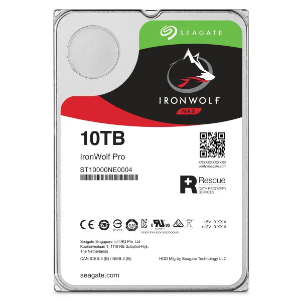 Seagate Ironwolf Pro ST10000NT001 10TB 3.5'' HDD NAS Drives 7200 RPM; SATA 6GB/s Interface; 256MB Cache;550TB/Year; Unlimited Ba-0