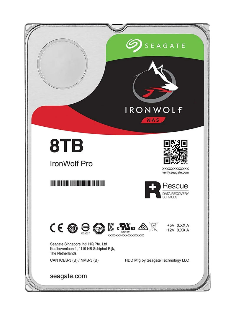 Seagate Ironwolf 8TB 3.5'' HDD NAS Drives; SATA 6GB/s Interface; 1-8 Bays Supported; MUT: 180TB/Year; RV: Yes; Dual Plane Balanc-0