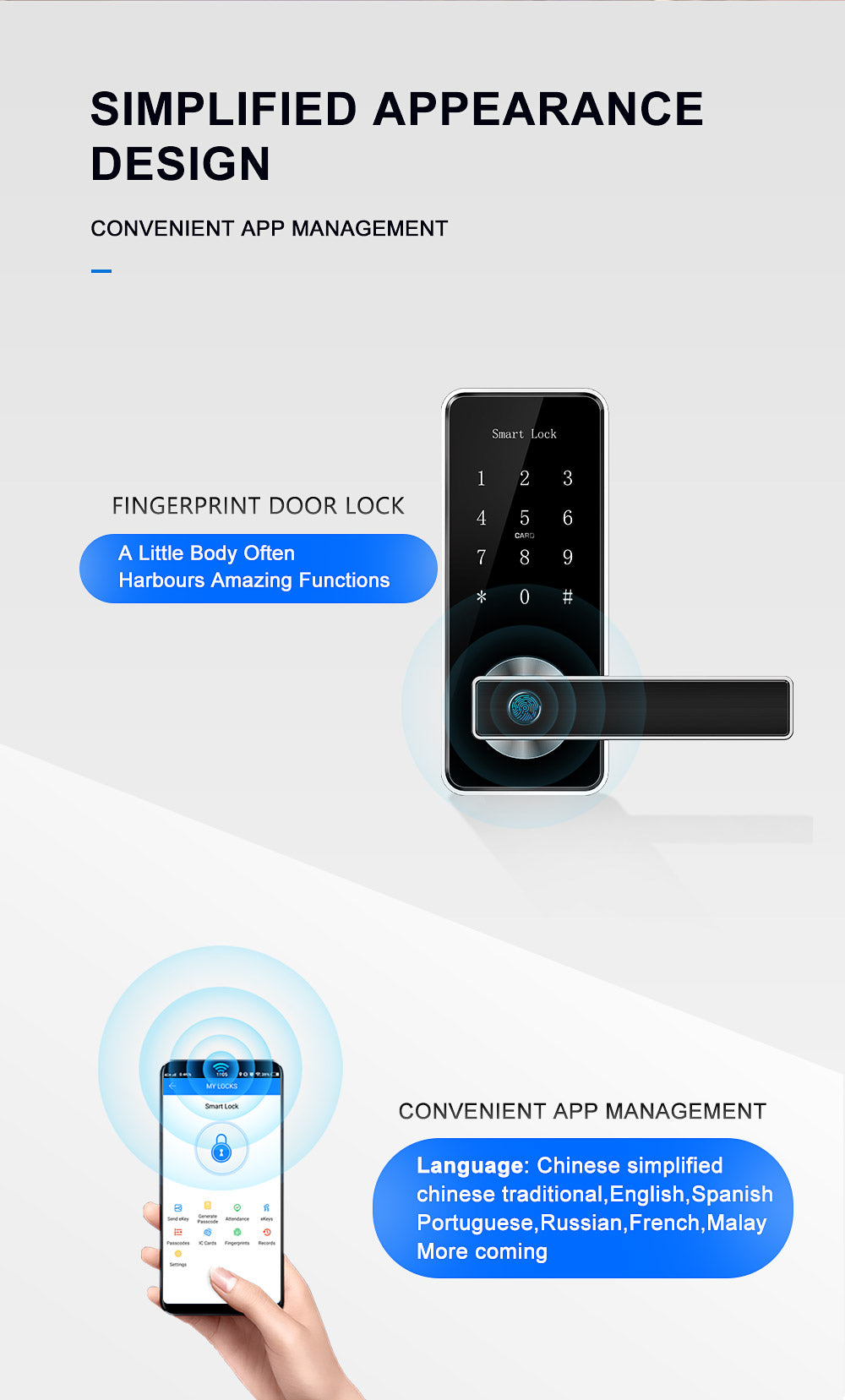 Smart Wifi Bluetooth Fingerprint Handle Lock (with Free Wifi Gateway),Smart Lock,Liliwise