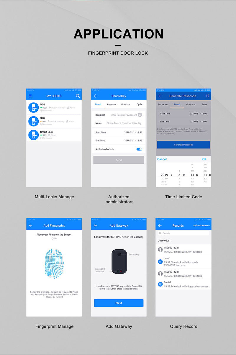 Smart Wifi Bluetooth Fingerprint Handle Lock (with Free Wifi Gateway),Smart Lock,Liliwise