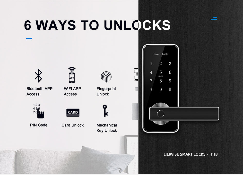 Smart Wifi Bluetooth Fingerprint Handle Lock (with Free Wifi Gateway),Smart Lock,Liliwise