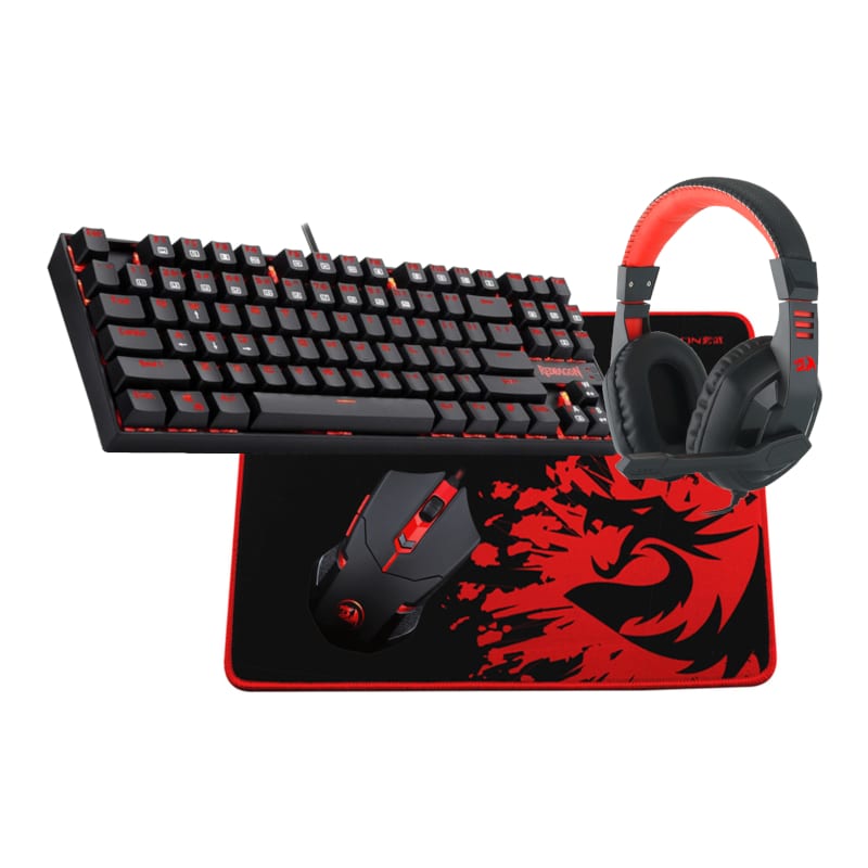 REDRAGON 4IN1 Mechanical Gaming Combo Mouse|Mouse Pad & Headset & Mechanical Keyboard, keyboard and mouse 